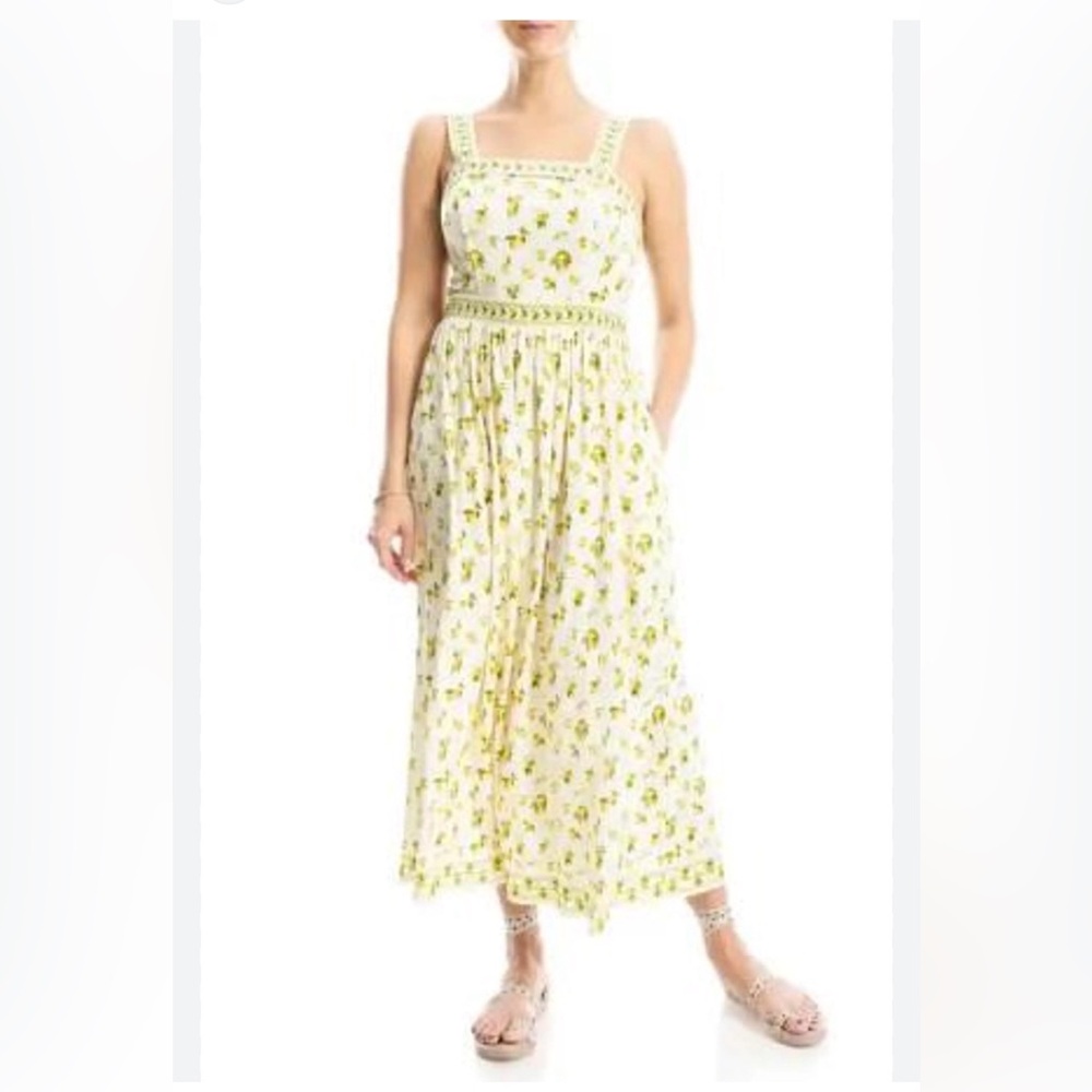NWOT Max Studio White & Yellow Lemon-Print Sleeveless Midi Dress Size M - Picture 3 of 8